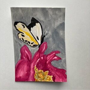Butterfly and Flower Watercolor Painting